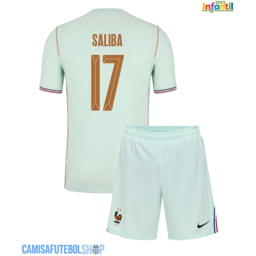 Camisa de time de futebol França William Saliba #17 Replicas 2º Equipamento Infantil Mundo 2026 Manga Curta (+ Calças curtas)